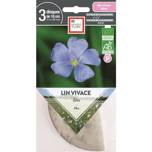 Graines présemées de Lin vivace bleu bio Ernest Turc - 3 ronds de 10 cm