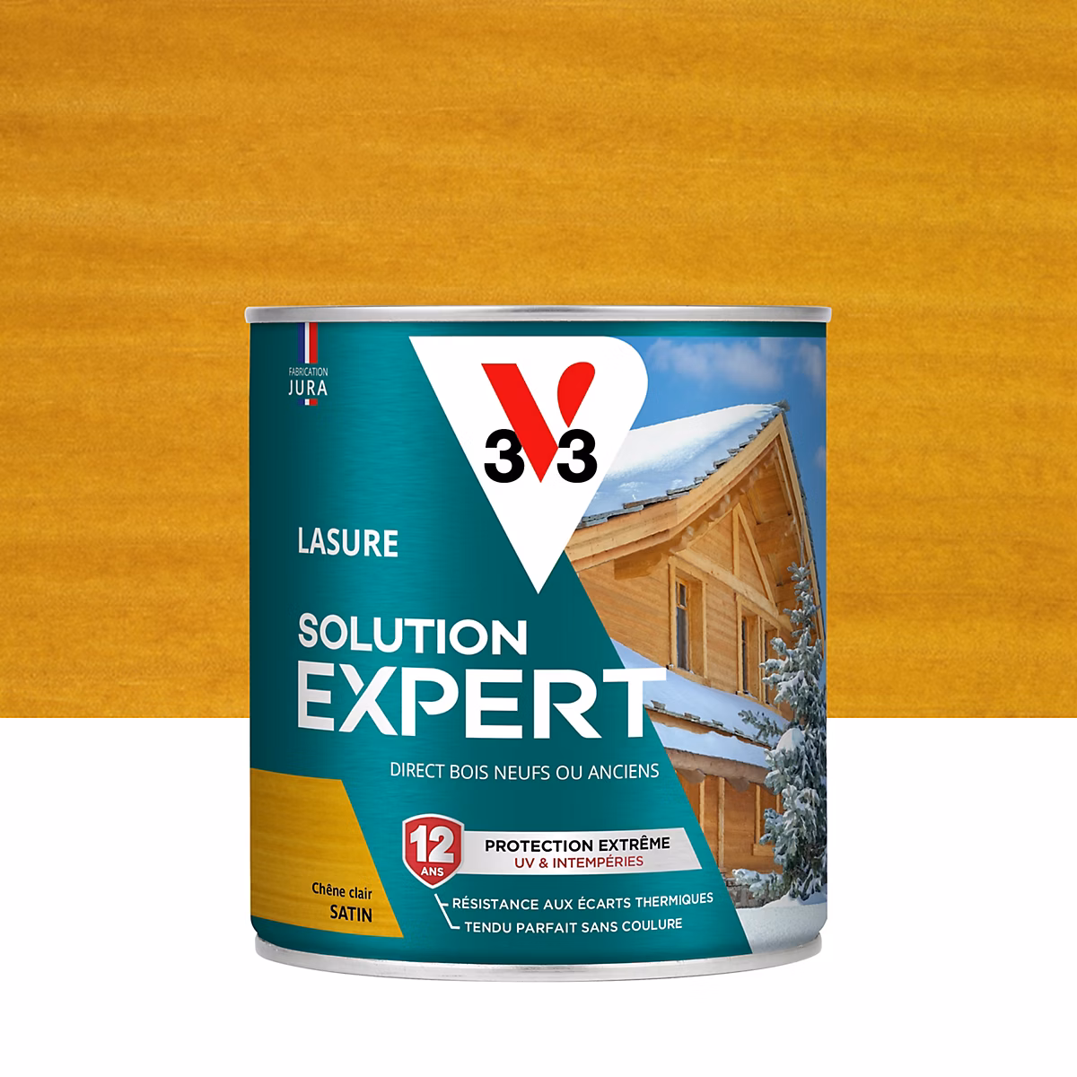 Peinture extérieure – Lasure extérieure Haute Protection Solution Expert V33 chêne clair satin 750 ml