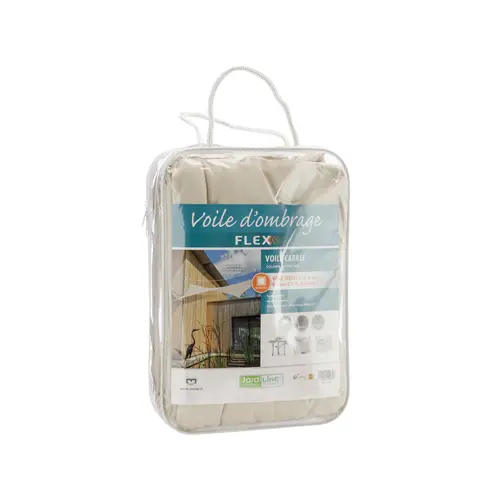Voile ombrage ivoire 3,6 m carré extensible