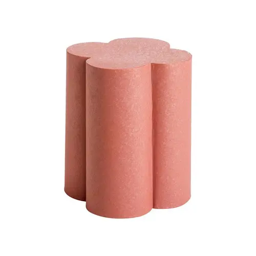 Tabouret en métal forme trèfle coloris brique - 32 x 32 x 37 cm