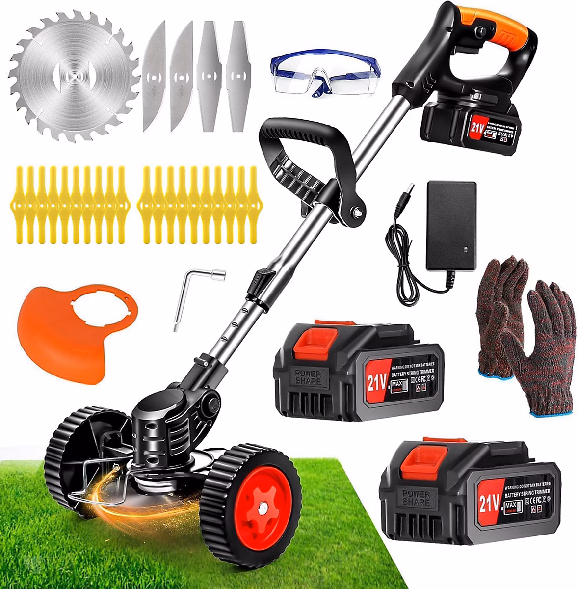 Debroussailleuse Electrique sans Fil – 21V 4.0AH Coupe Bordure sans Fil avec Batterie