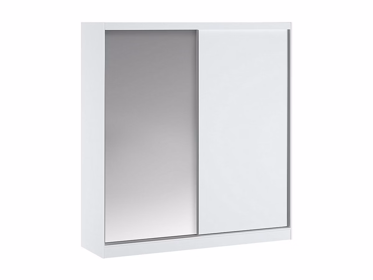 Armoire 2 portes coulissantes – Avec miroir, L200 cm, Blanc, OCHIRA