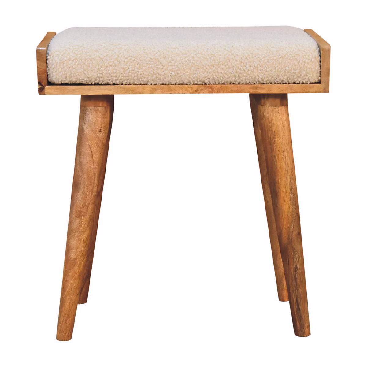Artisan Furniture Bois massif Boucle crème Tray Style repose-pieds – rembourré, pieds nordiques, beige et marron