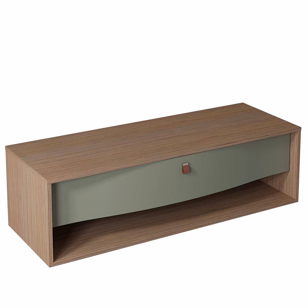 Meuble sous vasque suspendu l.140 x H.40 x P.50 cm – vert fougère mat, 1 tiroir, Decotec Havana