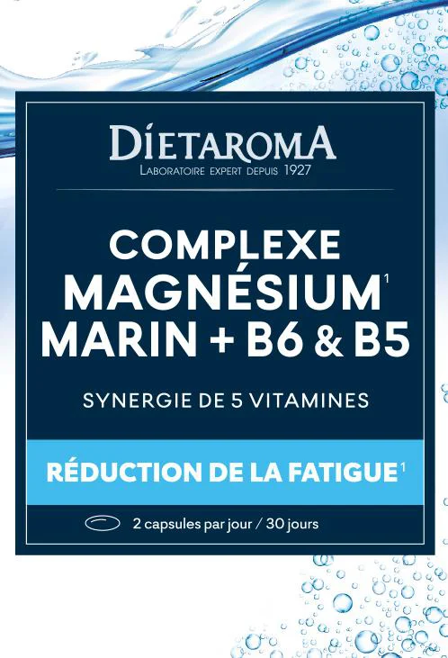 Complément alimentaire complexe magnésium marin + B6 et B5 réduction de la fatigue Dietaroma - 60 capsules