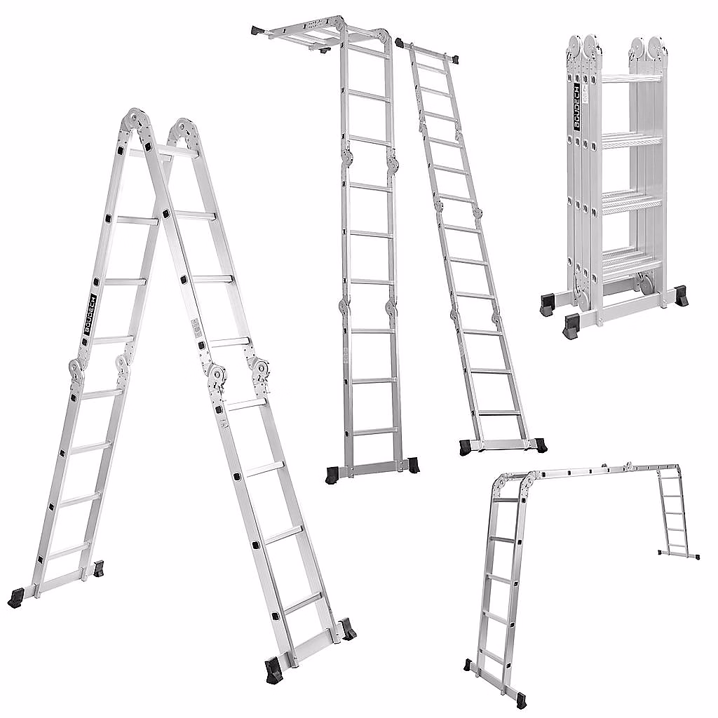 Boudech RIG-4 × 4 Echelle pliante 4 × 4 aluminium avion 2 plateformes acier antiderapante