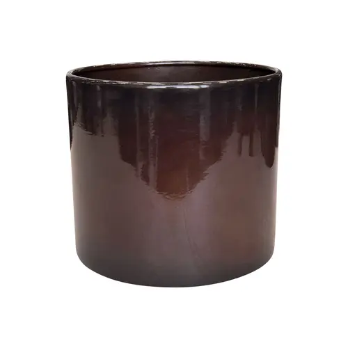 Pot cylindrique en métal recyclé coloris brun flambé Upcycle Cylindre - Ø 21 x H 18 cm