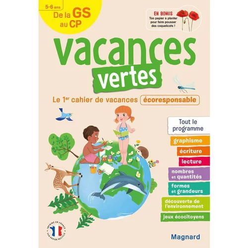 Cahier de vacances 2023 "Vacances vertes de la GS au CP" aux Éditions Magnard
