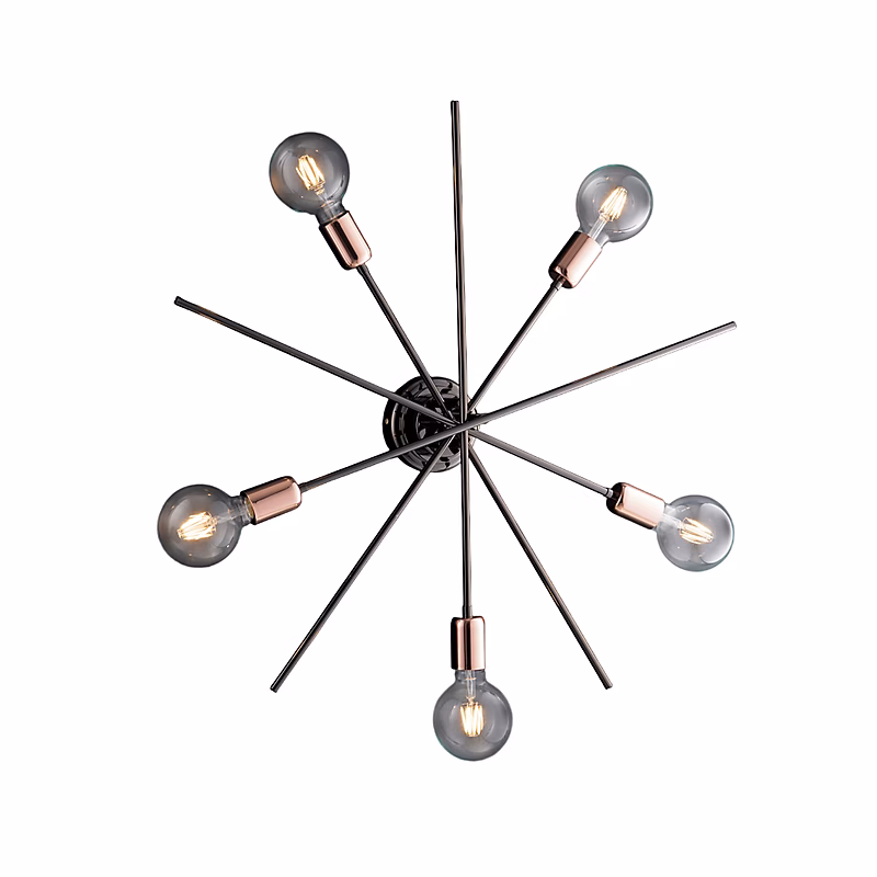 Bloom Plafonnier En Fer Chromé Noir Et Cuivre 5 Lumières H.22 D.65 Bl200-Pl5-Nr – Réf. OWARJOVZA1524655801