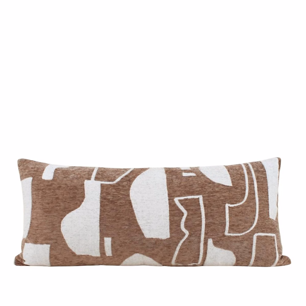 Coussin en jacquard chenille motifs ethniques marrons 30 × 70cm