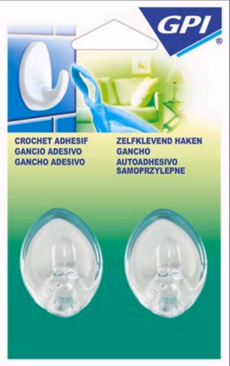 2 crochets ovale GPI grand modèle adhésifs blanc transparent – Réf. TKWDUHGCD1535991726