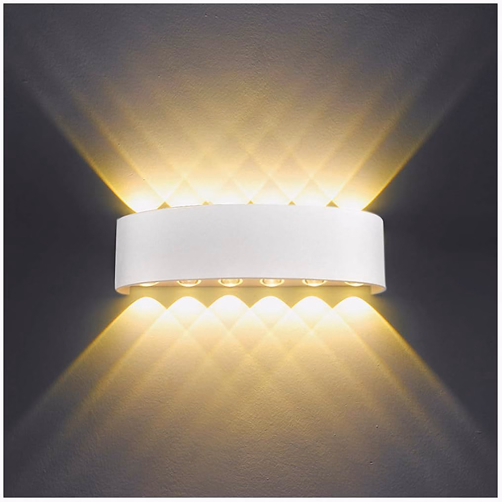 Luminaire et éclairage extérieur – Applique Murale Interieur LED 12W Blanc Lampe Murale Moderne IP65 Étanche appliques Aluminium Up Blanc Chaud