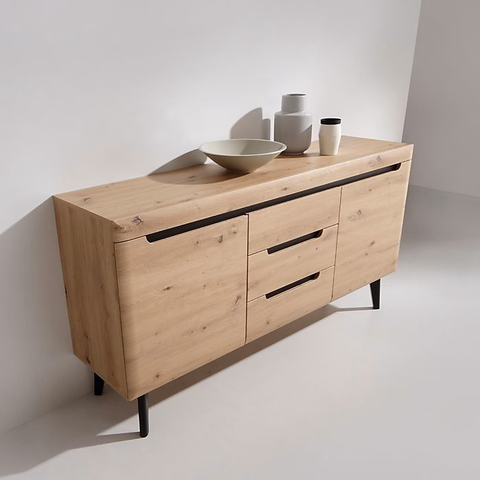 Buffet Komodee SUDBURRY KOM2 Façades en panneaux MDF Chêne Chêne 40 × 107 × 83 cm