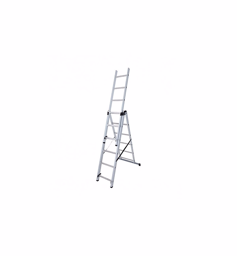 Echelle transformable 3 plans 3 × 6 échelons 3 – 4m/4,3m en aluminium Hailo Hobby