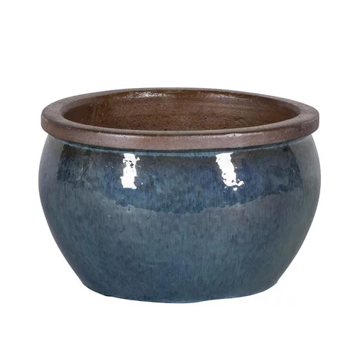 Pot rond Bonn vert glacé en grès émaillé - Ø 23,5 x 14,5 cm