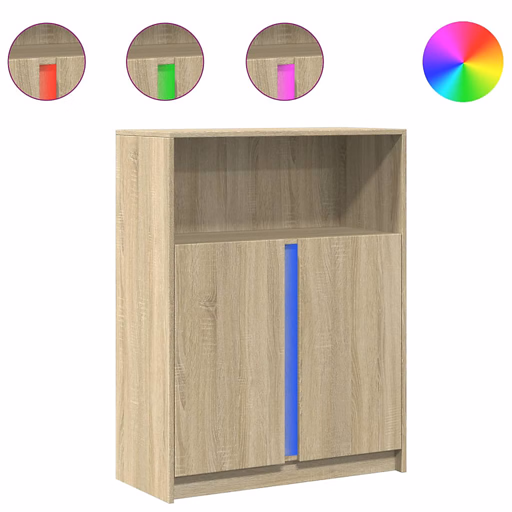 Buffet avec LED chêne sonoma 77 × 34 × 100 cm bois d'ingénierie vidaXL