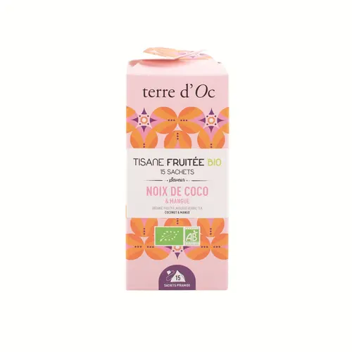 Tisane bio fruitée coco mangue Terre d’Oc - 15 infusettes