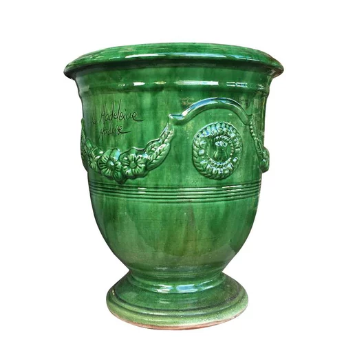 Vase Anduze vert en terre cuite émaillée H 14 x Ø 12 cm