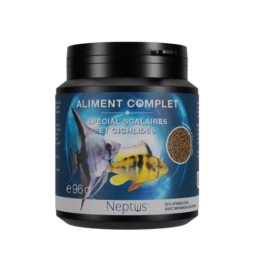 Aliment complet pour scalaires et cichlidés granulés coloris multicolore Neptus – 200 ml