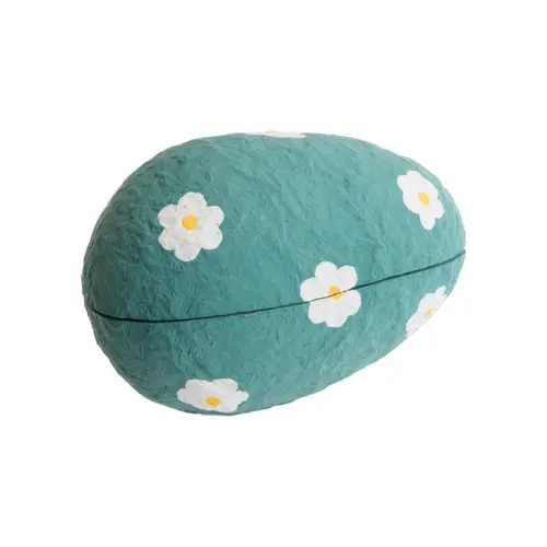 Boîte œuf à garnir en coton mâché bleu - Ø 9 x H 14 cm