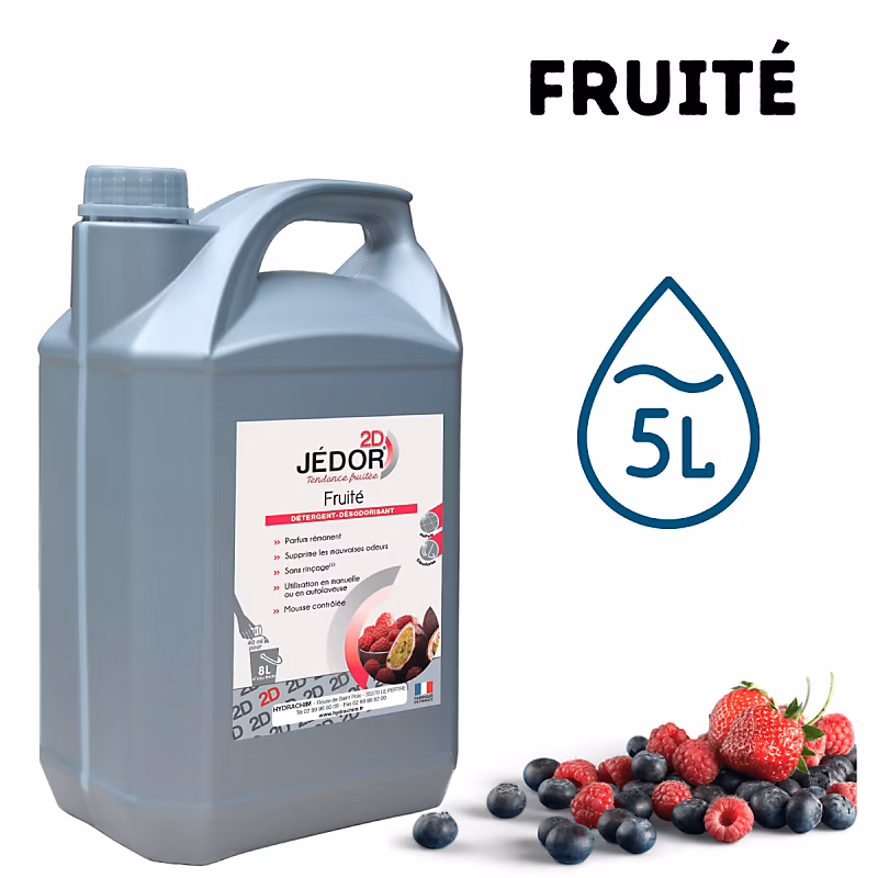 Détergent Jedor 2D sans rincage – Bidon 5l, Parfum Fruité