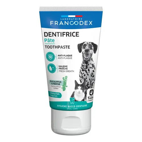 Dentifrice pour chien et chat en pâte eucalyptus et menthe anti-plaque Francodex - 70 g
