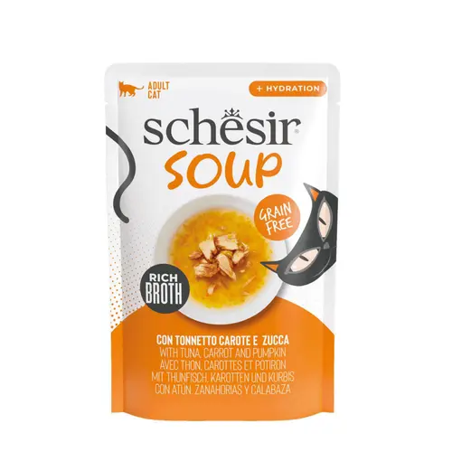 Alimentation humide pour chat soupe thon carottes citrouille Schesir - 70 g