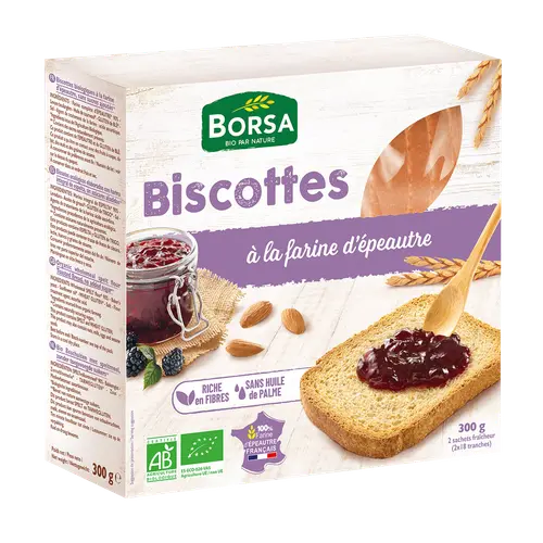 Biscottes à la farine d’épeautre bio - 300 gr