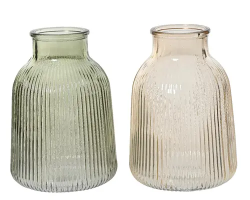 Vase en verre vaporisé à stries - Ø 10 x H 12 cm