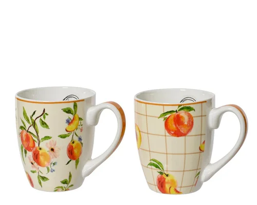 Mug à motifs de pêches en porcelaine multicolore - Ø 9,1 x H 10,6 cm
