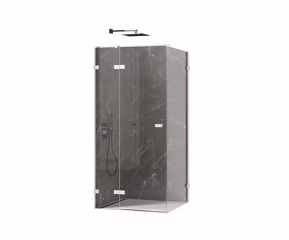Cabine de douche blanc 90 × 80cm – pivotante droite SANTORINI WHITE, acces de face