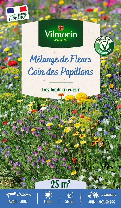Mélange de fleurs 25 m² coin papillons coloris multicolore Vilmorin jardin - 10 x 2,7 x 17,2 cm