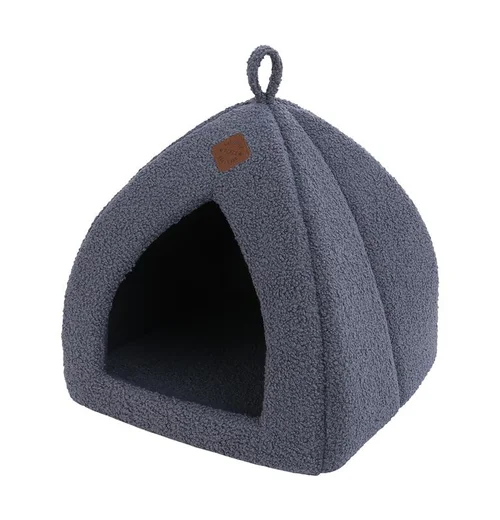 Igloo pour chat gris Wouapy Teddy petit modèle - 35 x 35 x 38 cm