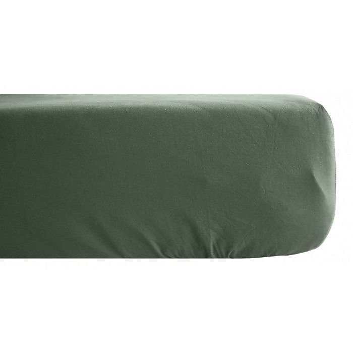 Drap housse Palace pur coton teint lavé 63 fils/cm² Vent du sud | Palace Cèdre – 90 × 190 cm bonnet de 30 cm