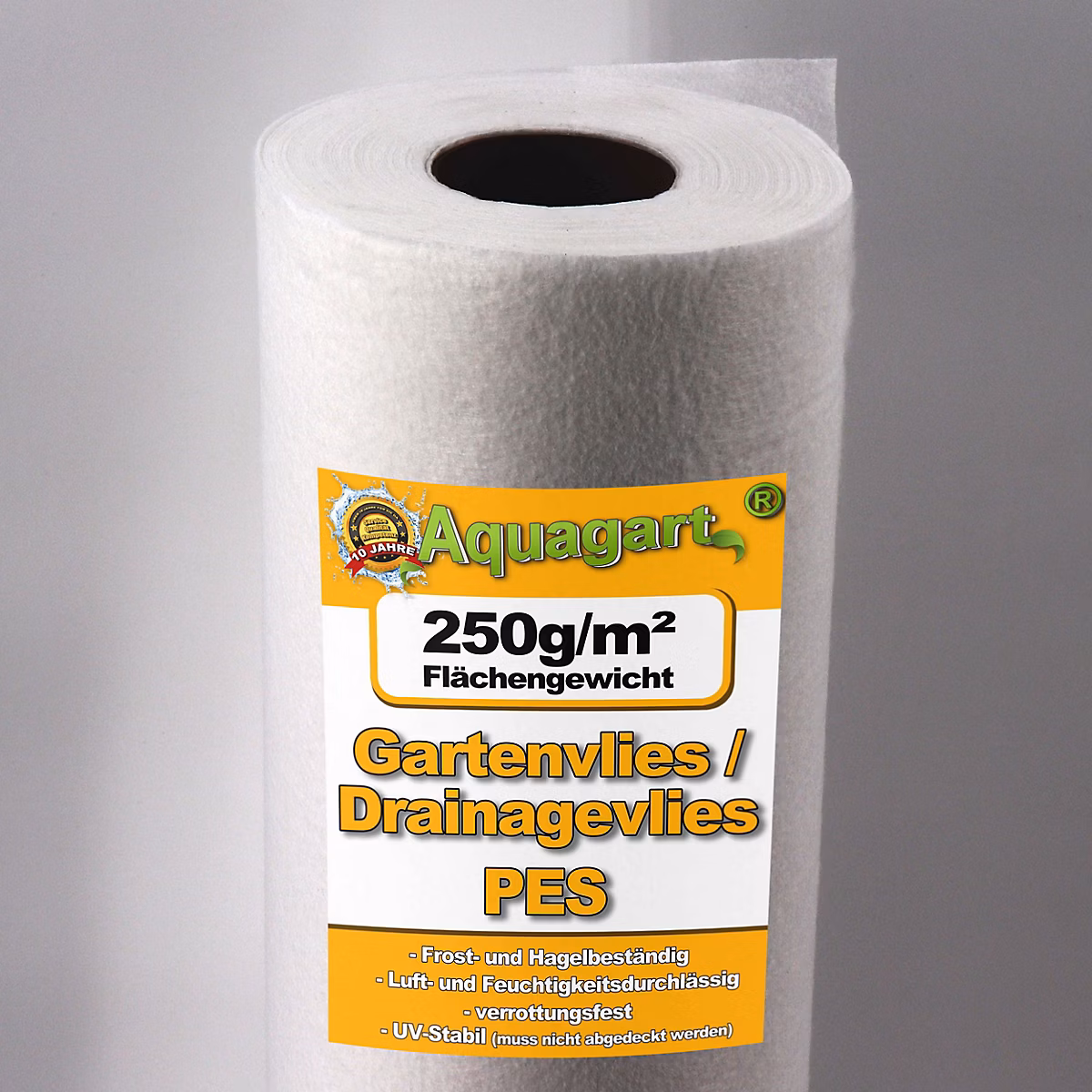 160 m² feutre géotextile – film de paillage, feutre de bassin 250 g, 1,6 m Aquagart