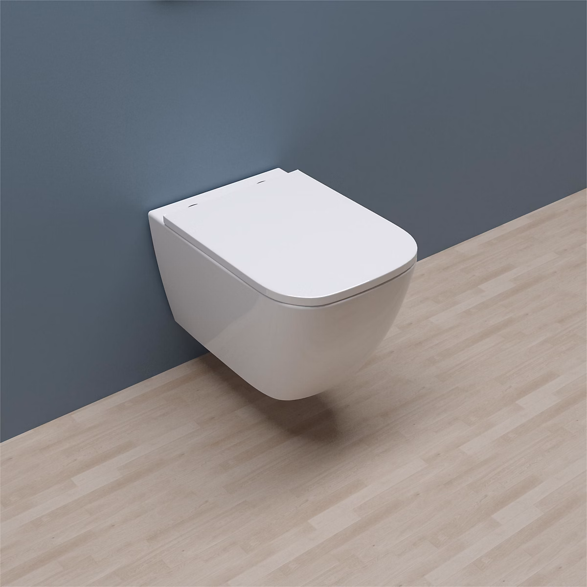 AICA WC Suspendu Sans Bride Avec Abattant Soft – Close | Blanc 52 × 36 × 36cm