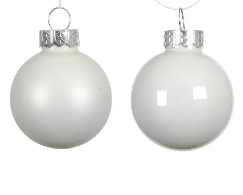 Ensemble de 16 boules en verre émaillé et mat blanc d’hiver - Ø 3,5 cm
