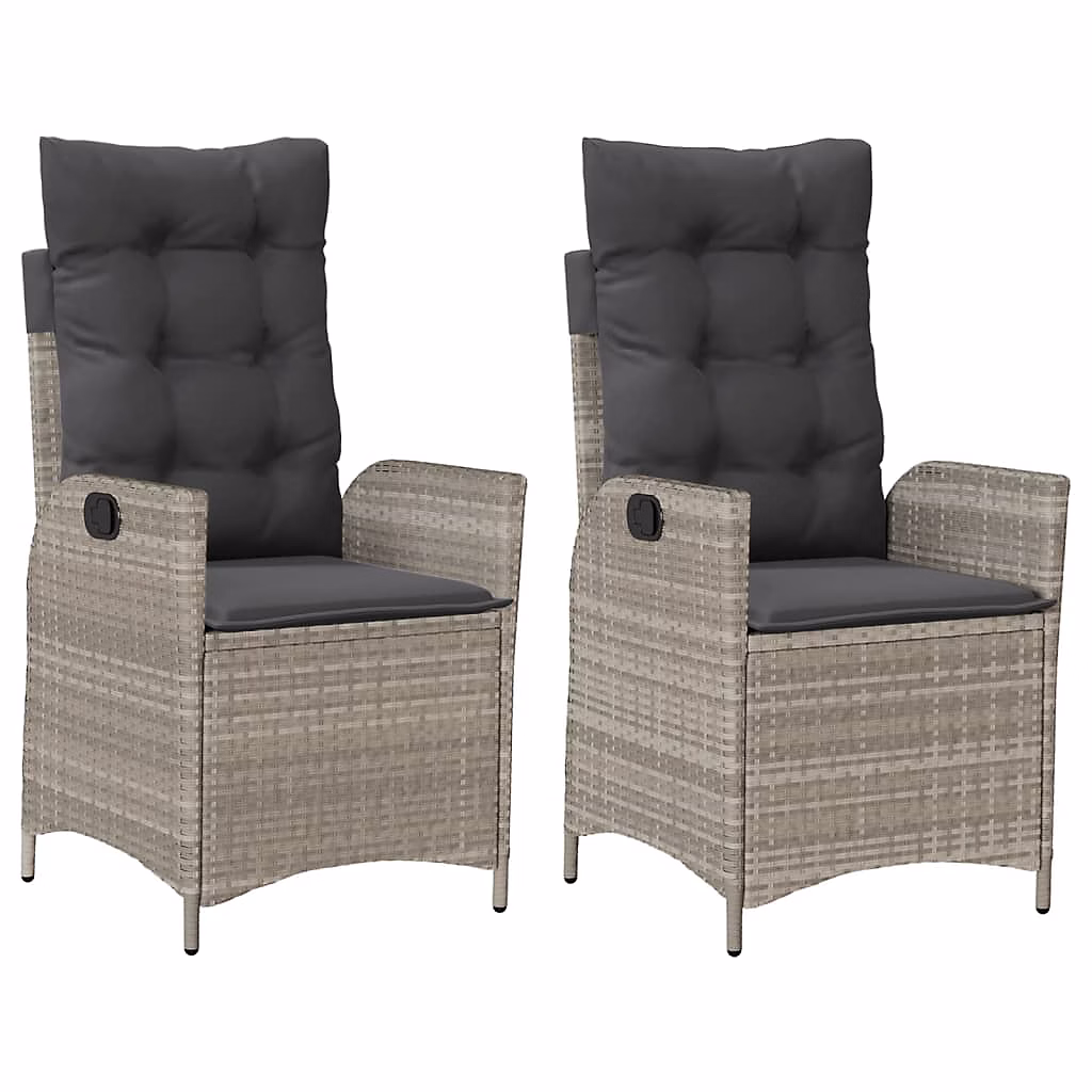 Chaises inclinables jardin et coussins résine tressée vidaXL – lot de 2