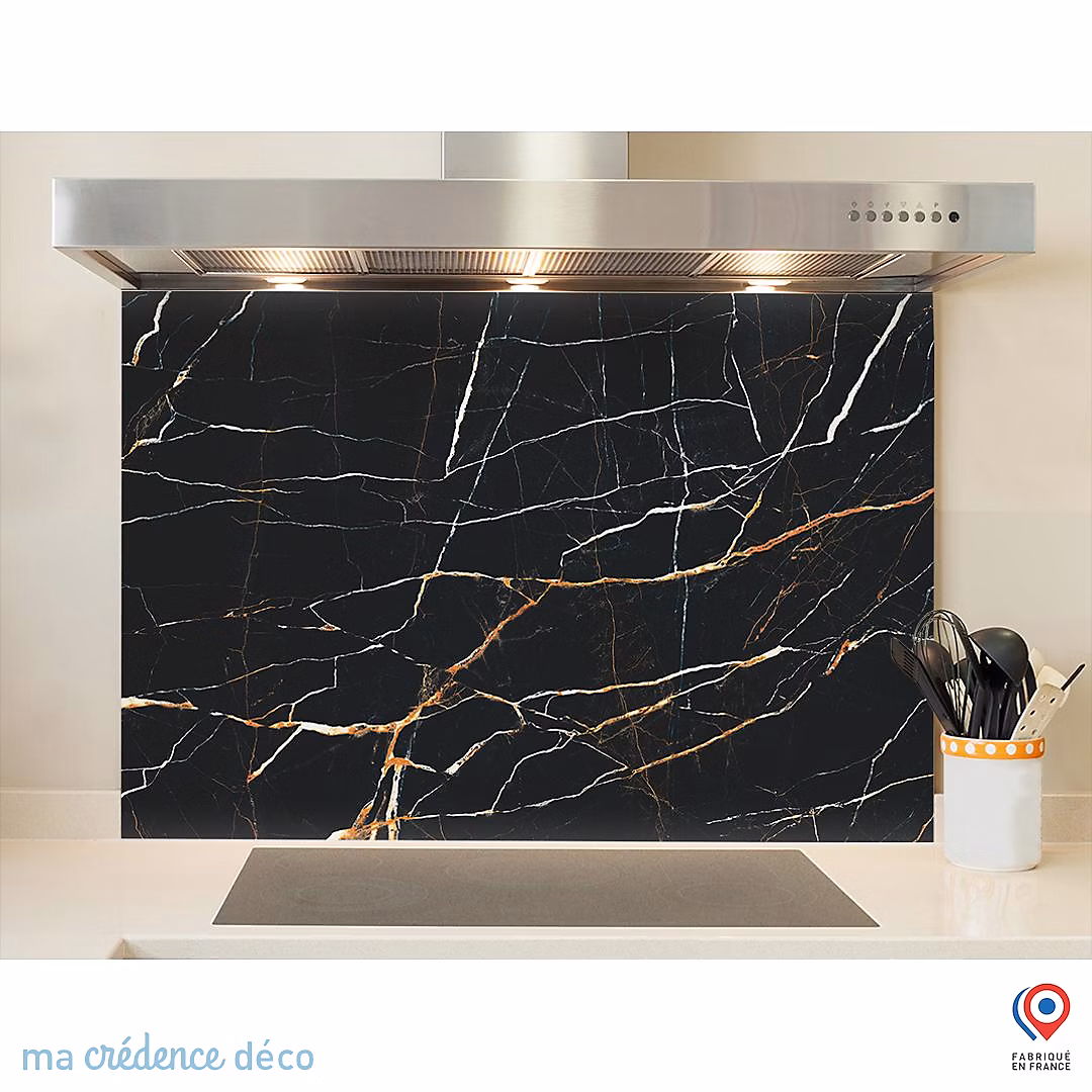 Crédence cuisine fond de hotte Mabre di Marmo – Verre trempé, L 90 cm x H 50 cm, MaCrédenceDéco