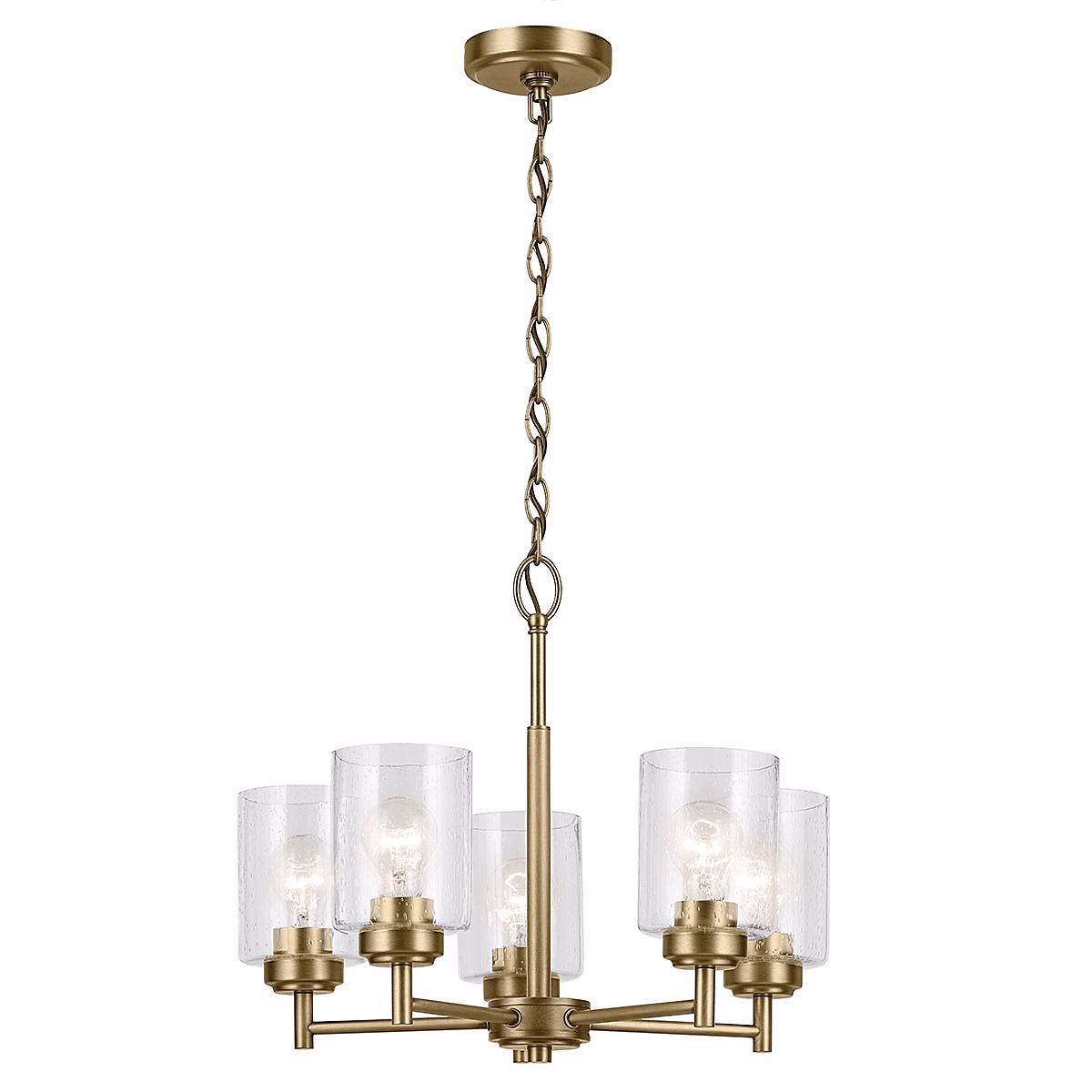 Elstead Kichler Winslow Plafonnier suspendu multi-bras classique en laiton naturel – 5 ampoules E27