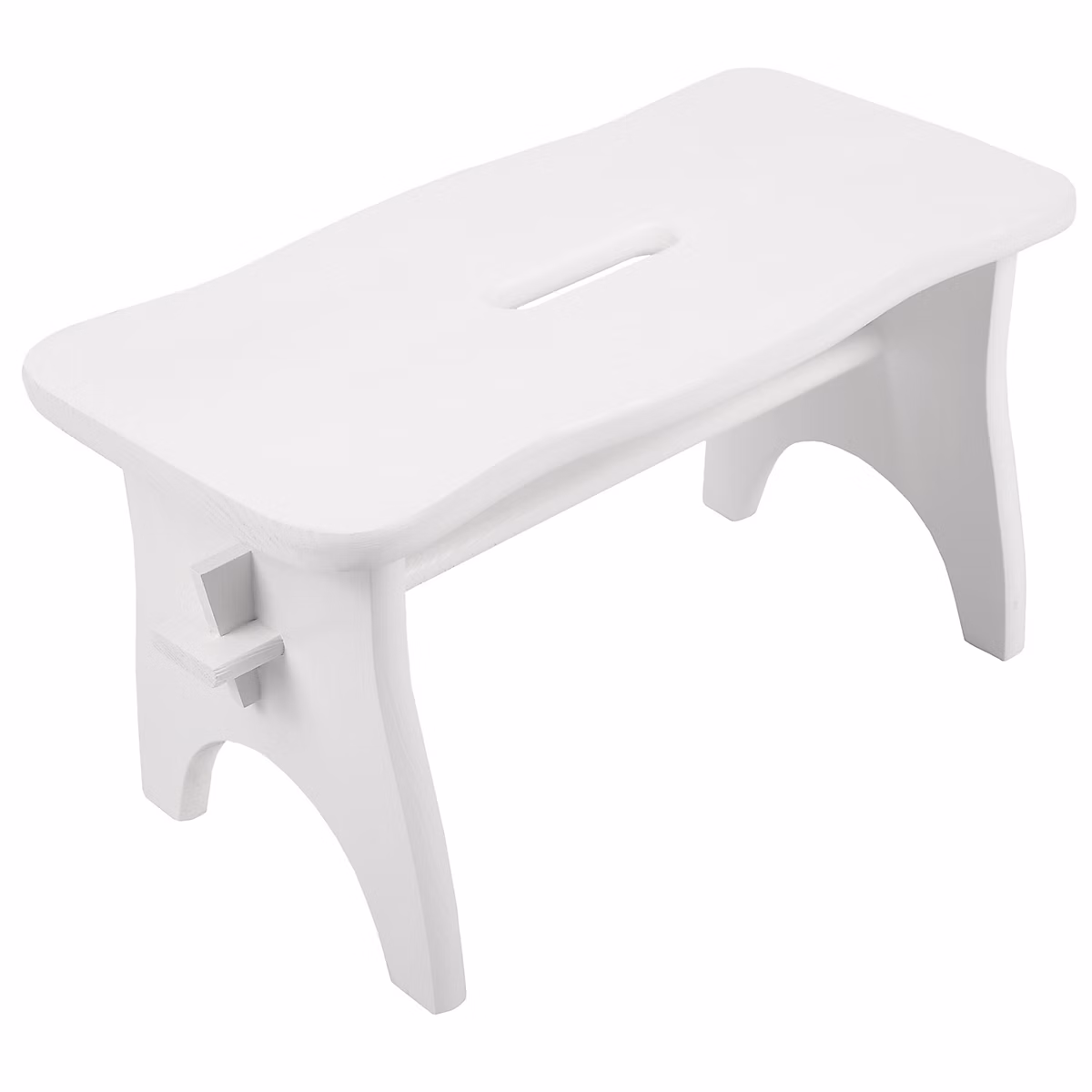 Creative Deco Repose-Pieds en Bois Blanc – 38 × 19 × 21 cm, Banc Bas Multifonctionnel pour Bureau, Chaise et Plantes, Non Monté