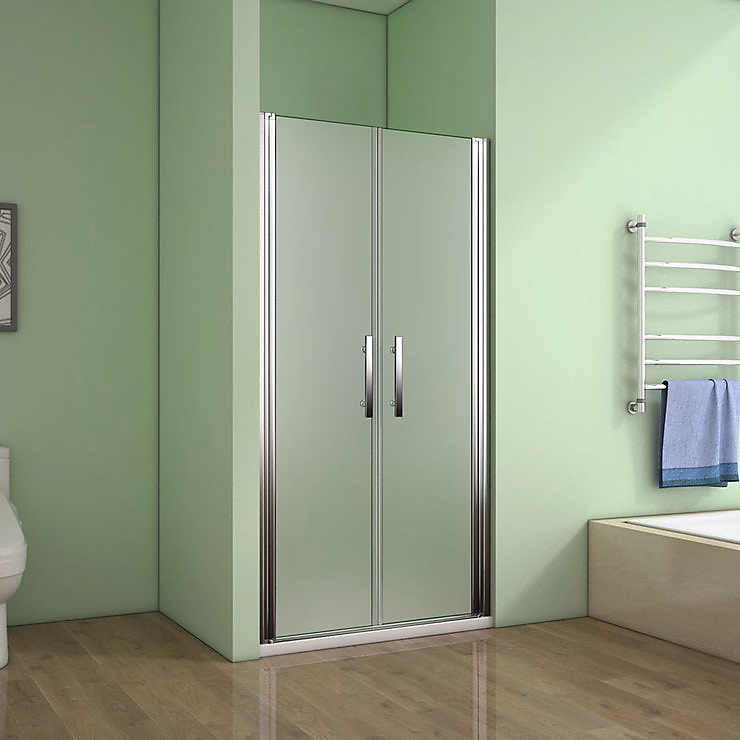 Aica Porte De Douche 75 × 185cm Porte Battante Verre Satiné Et Anticalcaire Porte Battante En Niche