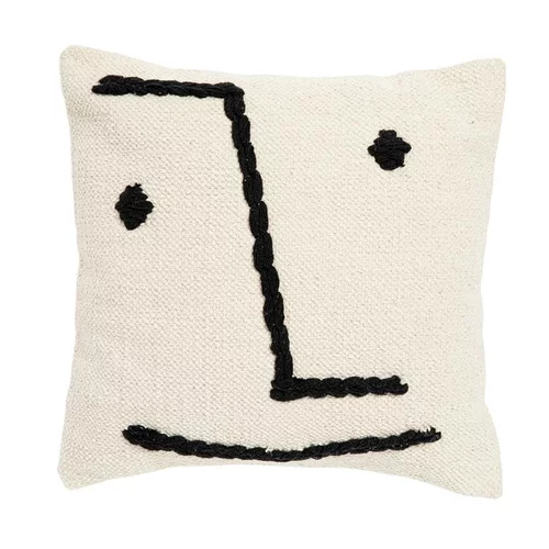 Coussin avec visage en coton blanc 45x45 cm