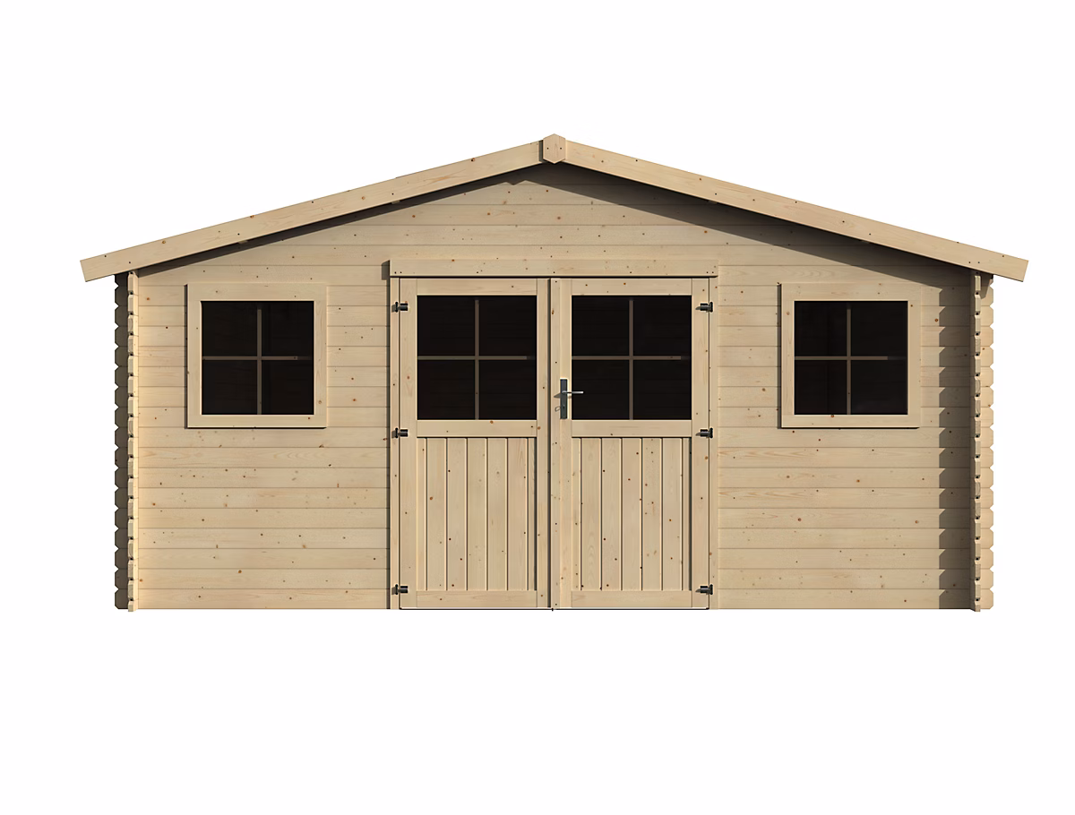 Abri de jardin Floridan en bois brut ép.28 mm surface extérieure totale 20.45m² | Abri de jardin