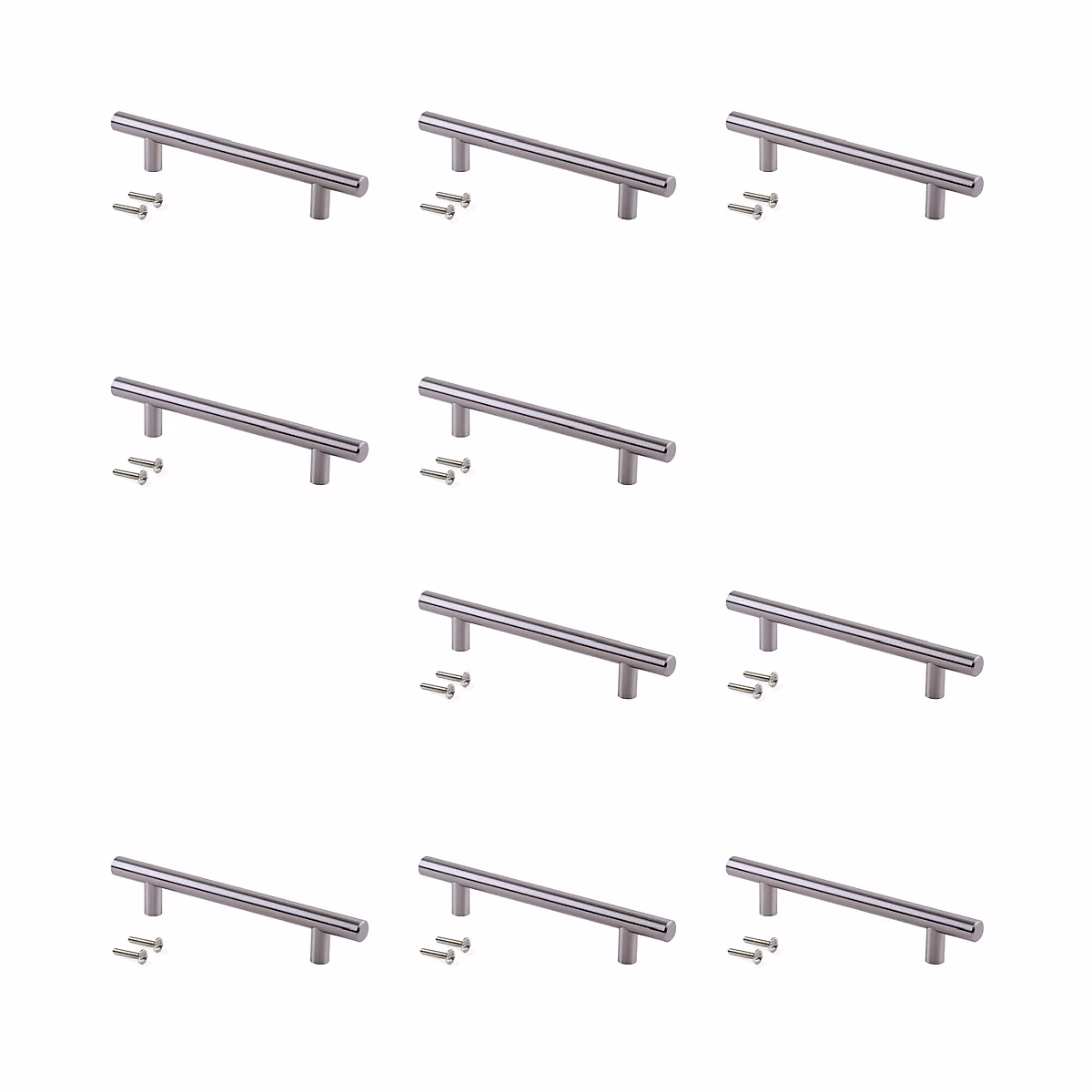 Emuca poignées pour meubles Orlando – L252mm | entraxe 192mm | Acier | Nickel satiné | lot de 10