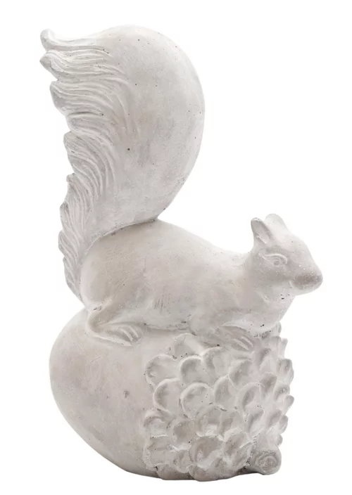 Figurine écureuil coloris gris en ciment - 16 x 11 x 24 cm