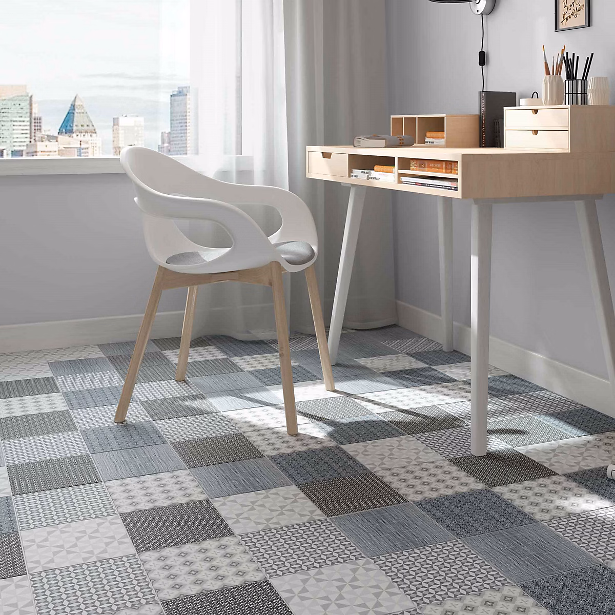Carrelage premium effect ciment mat Vedado Patchwork 20 × 20 cm