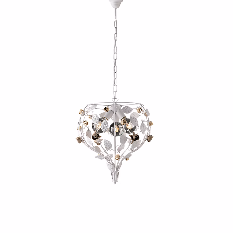 Bella Lustre Shabby En Fer Laqué Blanc 3 Lumières 113 D.49 Bl196-3-Bco – Réf. MYAPIELHF0551771595