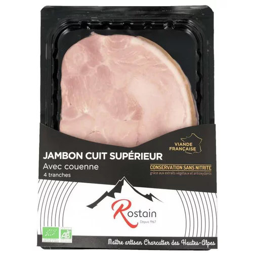 Jambon cuit supérieur sans nitrite Rostain - 160 g