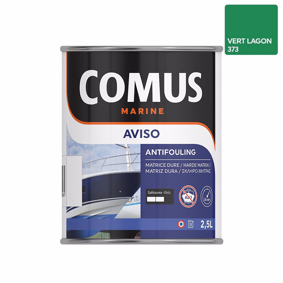 AVISO NB VERT LAGON 2 | 5 L – Peinture antifouling à matrice dure pour bateaux rapides – COMUS MARINE